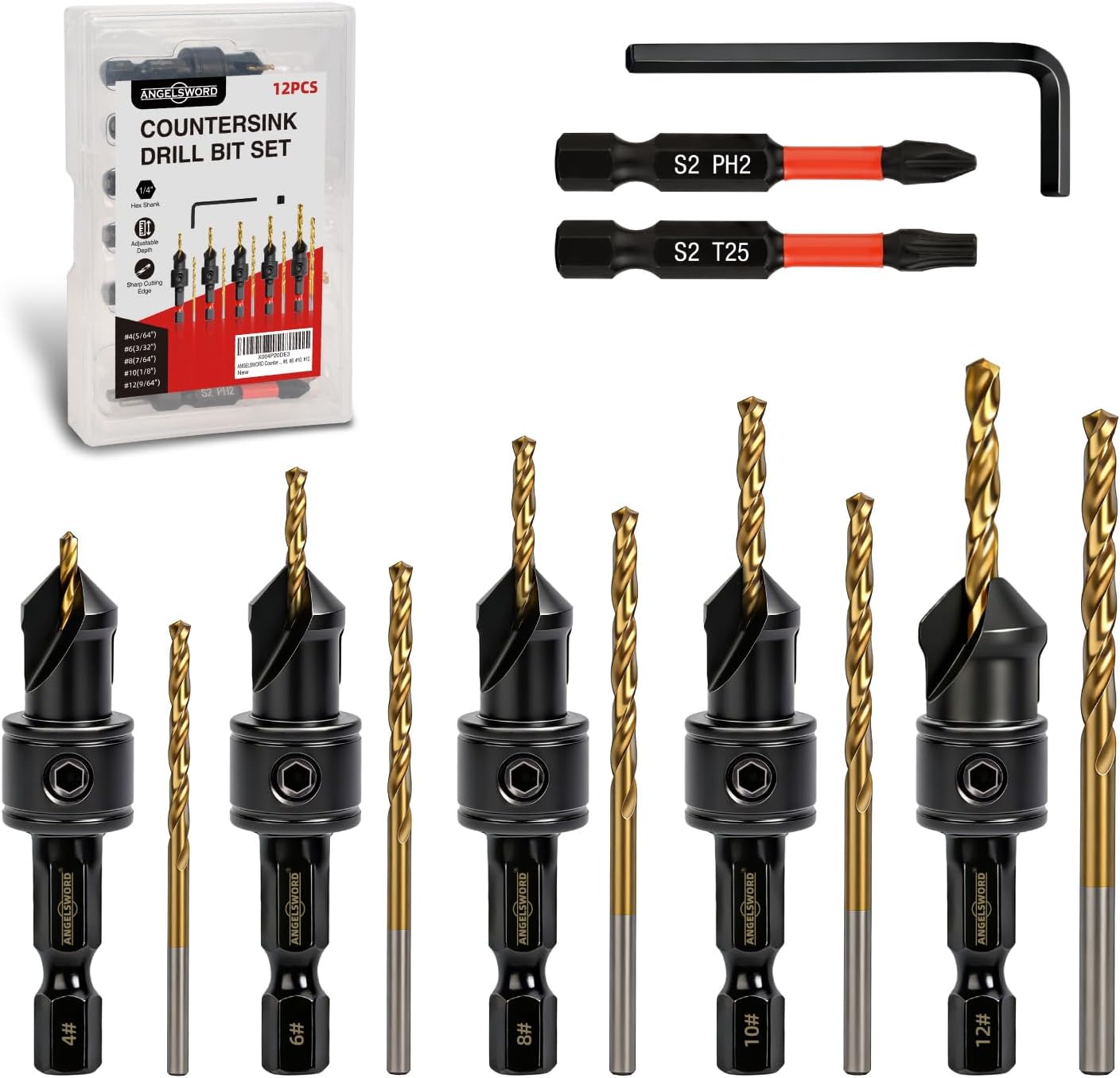 Set Brocas Avellanadas Ajustables Contador #4-#12