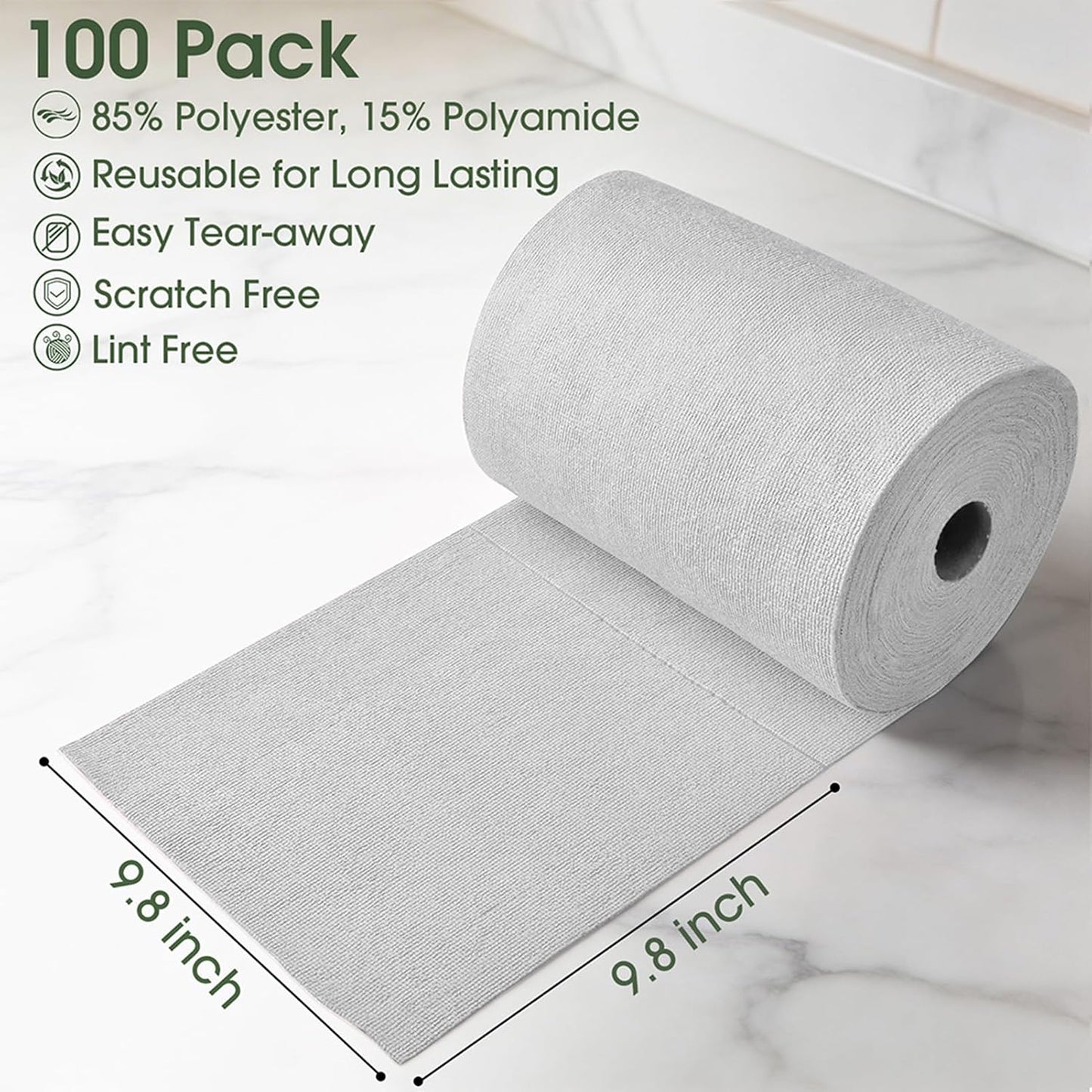 Rollo paño microfibra 100 toallas reutilizables