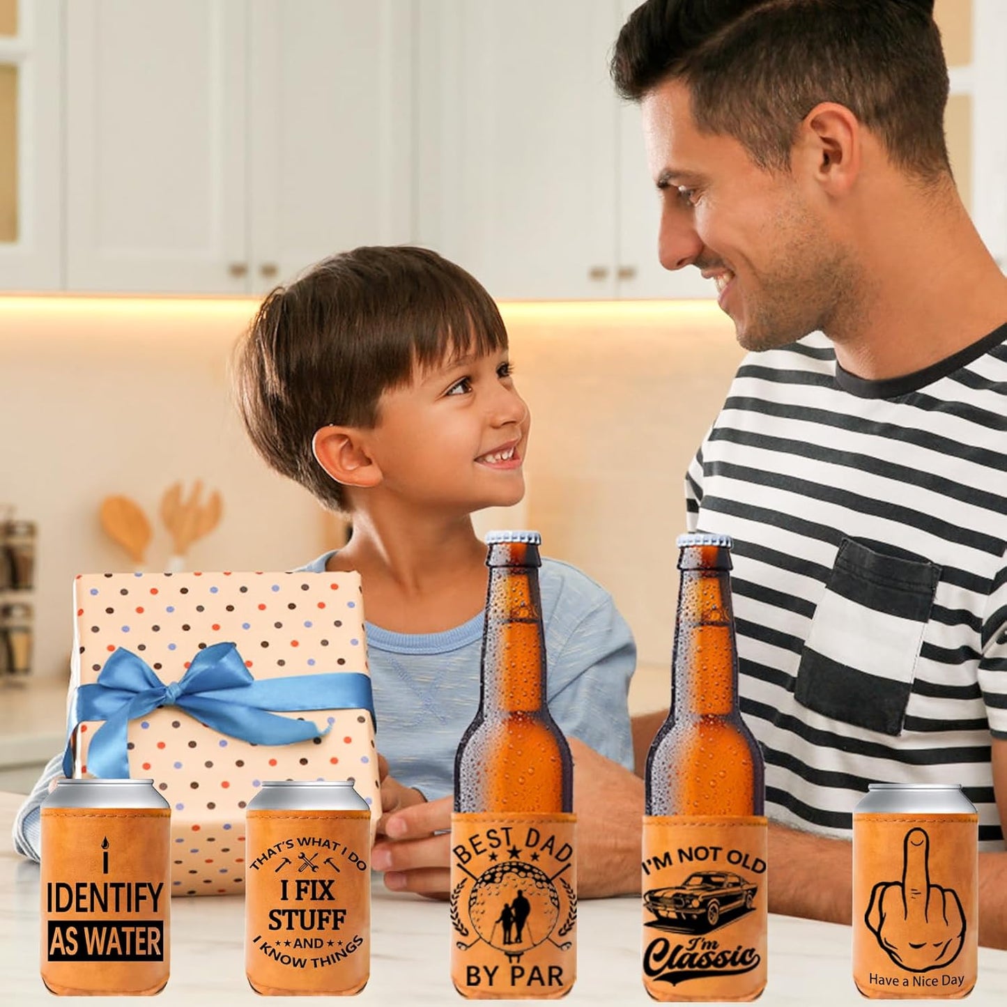 Almohada regalo para hombre pu cuero enfriador de bebidas