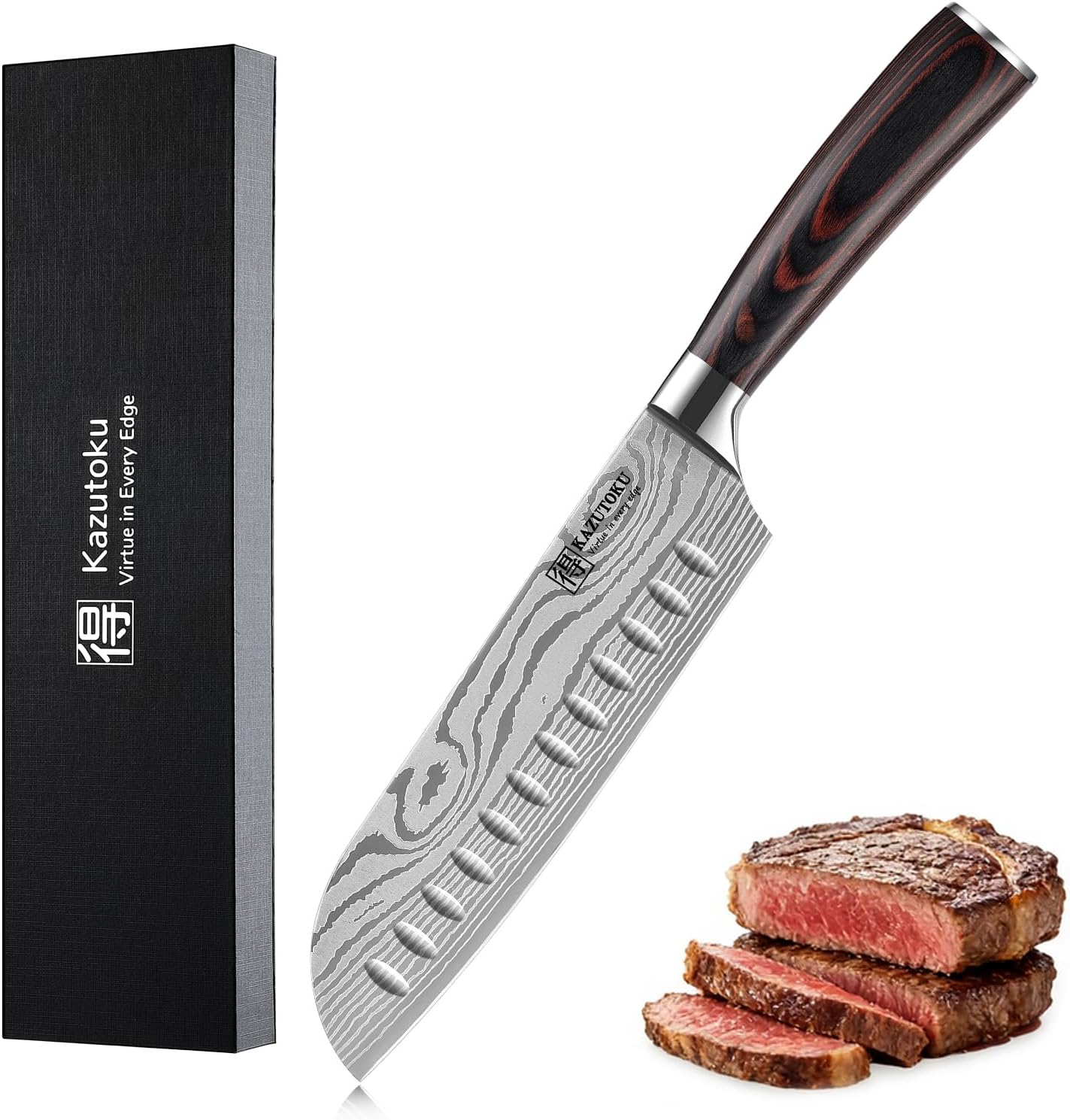 Cuchillo Santoku 7pulg Acero Inox Alto Carbono Mango Ergonómico