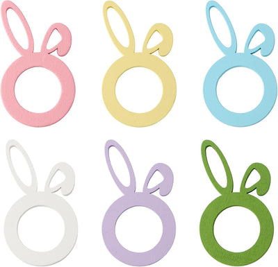 Set 6 servilleteros de conejo Pascua madera colorida