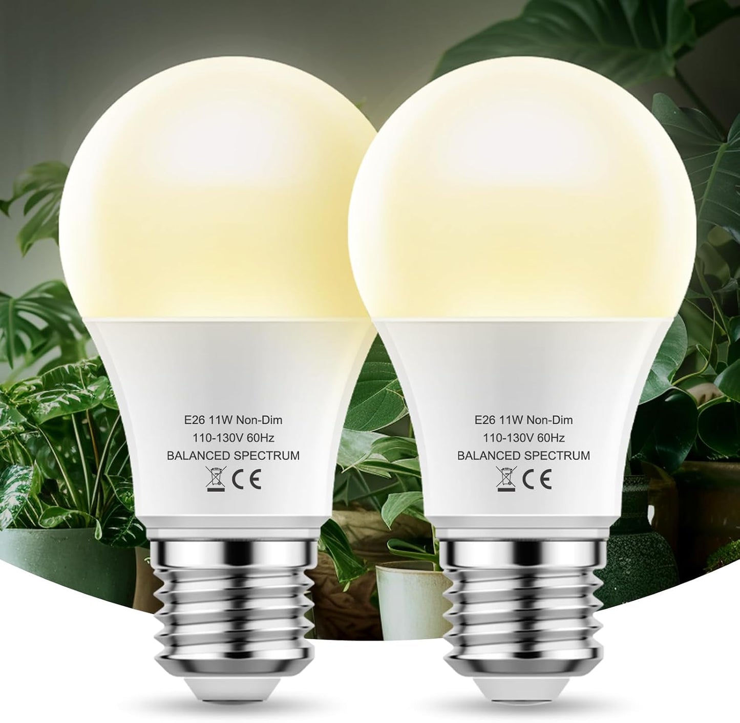 Bombilla LED A19 E26 espectro completo 11W para plantas paquete 2
