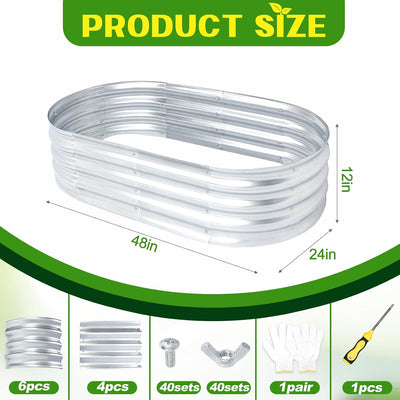 Cama jardín elevada cajas galvanizadas maceta ovalada metal plantas