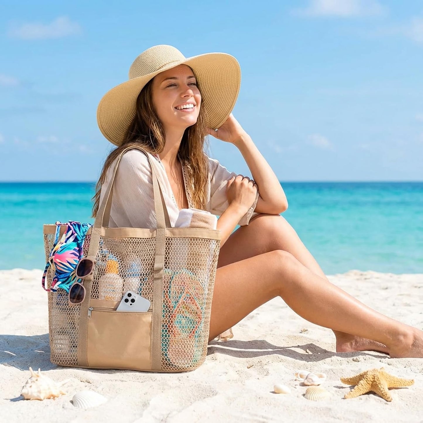 Bolso playa malla para mujer