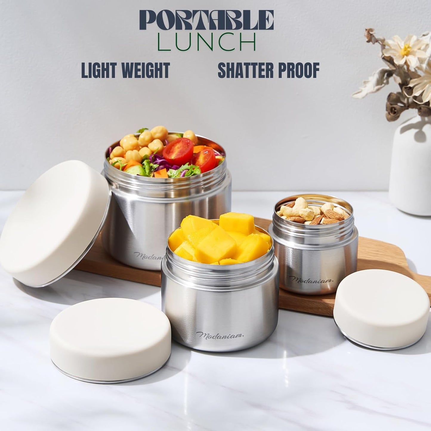 Pack Recipientes Acero Inox Almuerzo 27oz 24oz 16oz 8oz