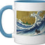 Taza cerámica para hombre mujer niño amante del terrier escocés surfista azul/blanco