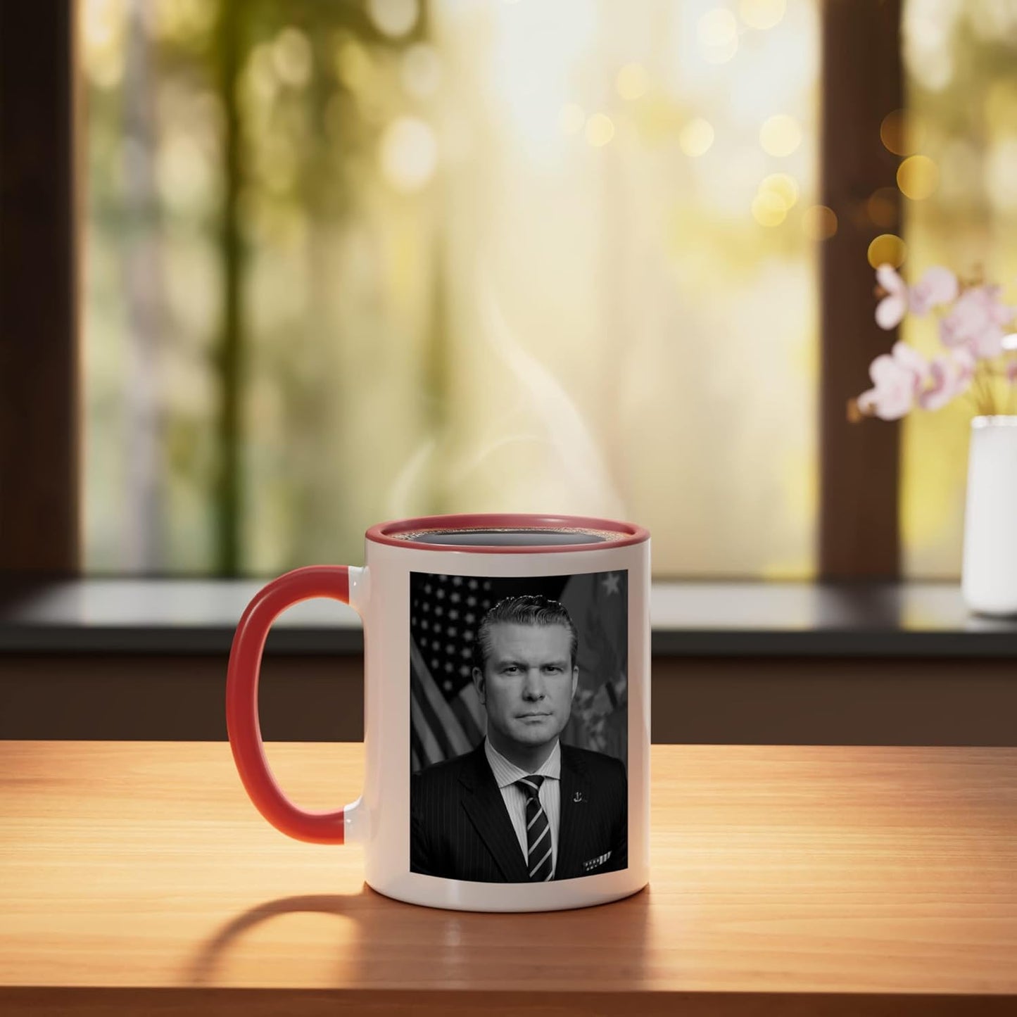 Taza cerámica roja/blanca Pete Hegseth