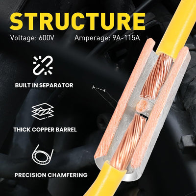 Kit conectores a tope cobre estañado AWG 2 automotriz