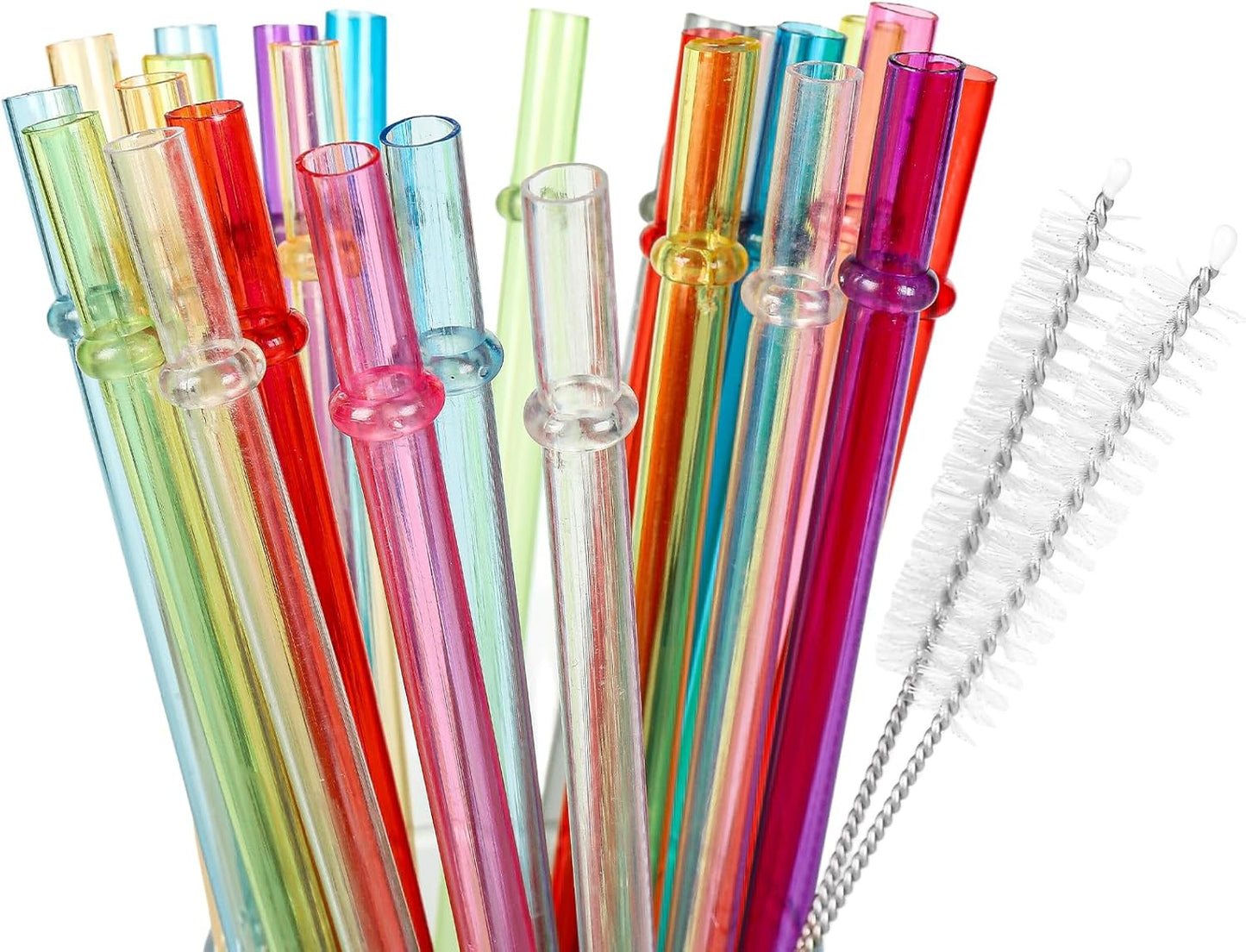 25 Popotes Plástico Reutilizables 9.05pulg Cepillos Limpieza Sin BPA