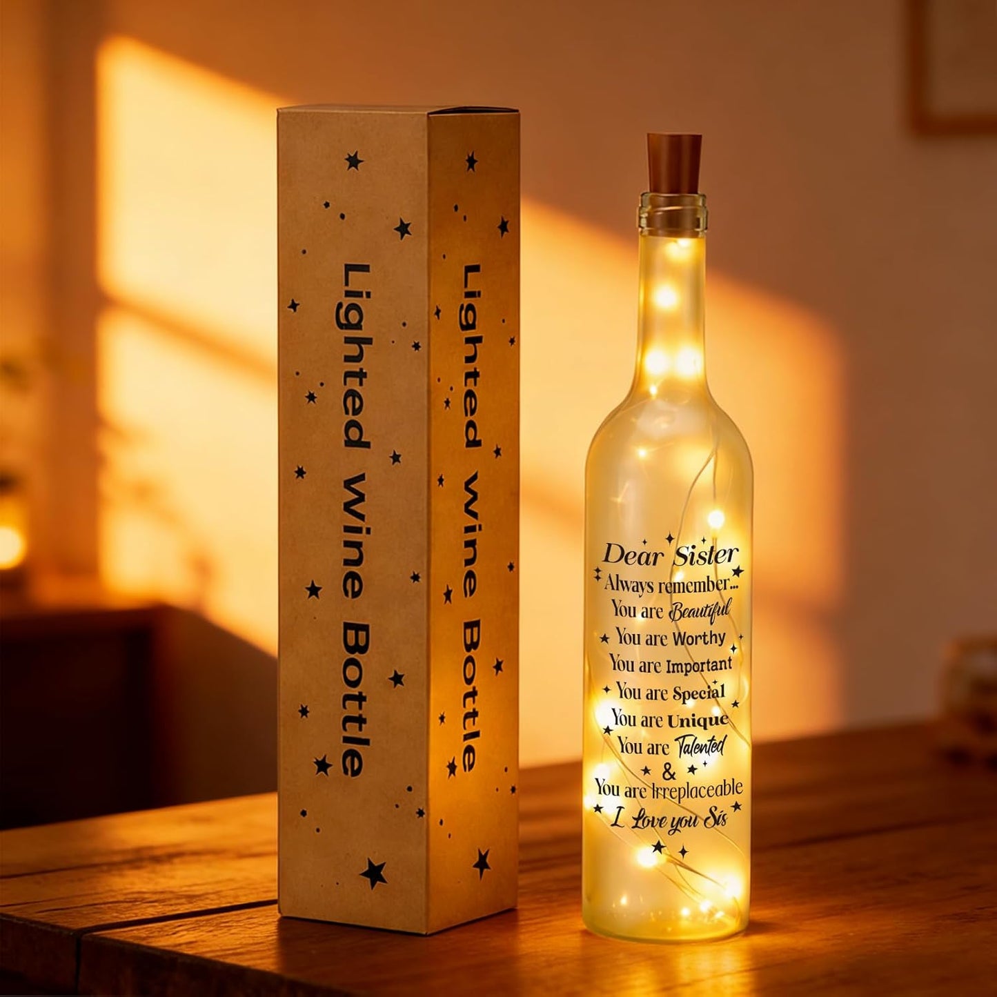 Lámpara LED mini hada cristal para botella vino boda