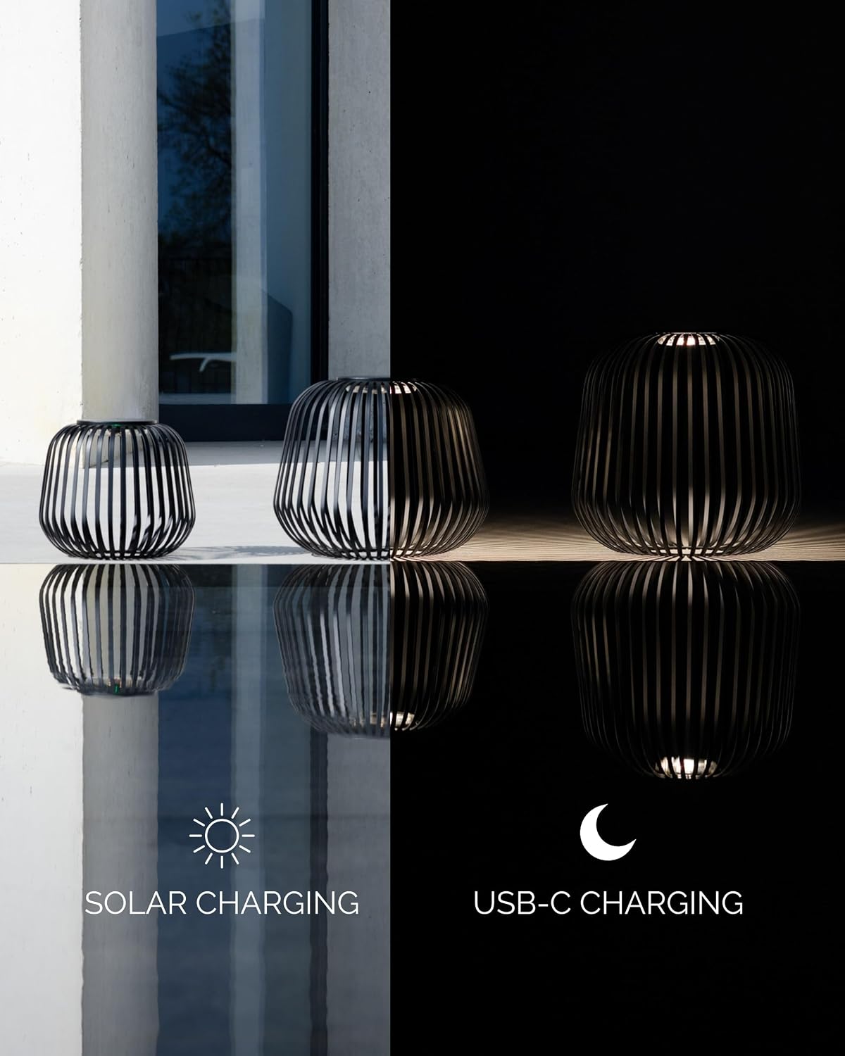 Lámpara mesa LED solar luz blanca recargable USB-C