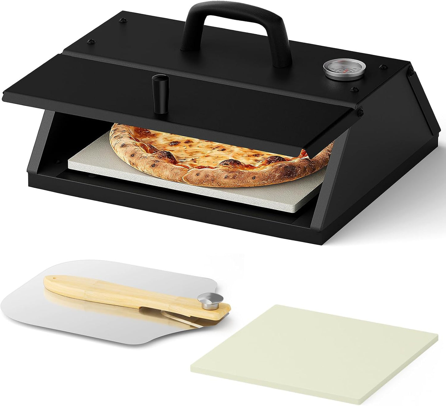 Horno pizza parrilla 12pulg piedra plegable termometro