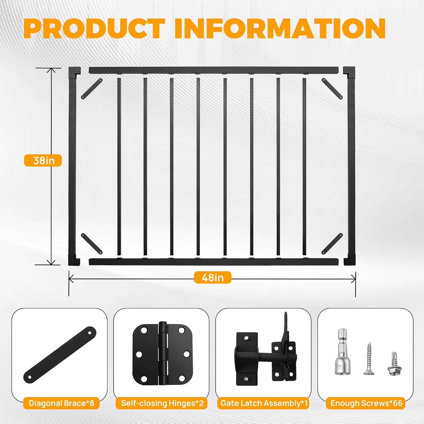 Puerta cubierta metal 38pulg bisagras pestillo ajustable