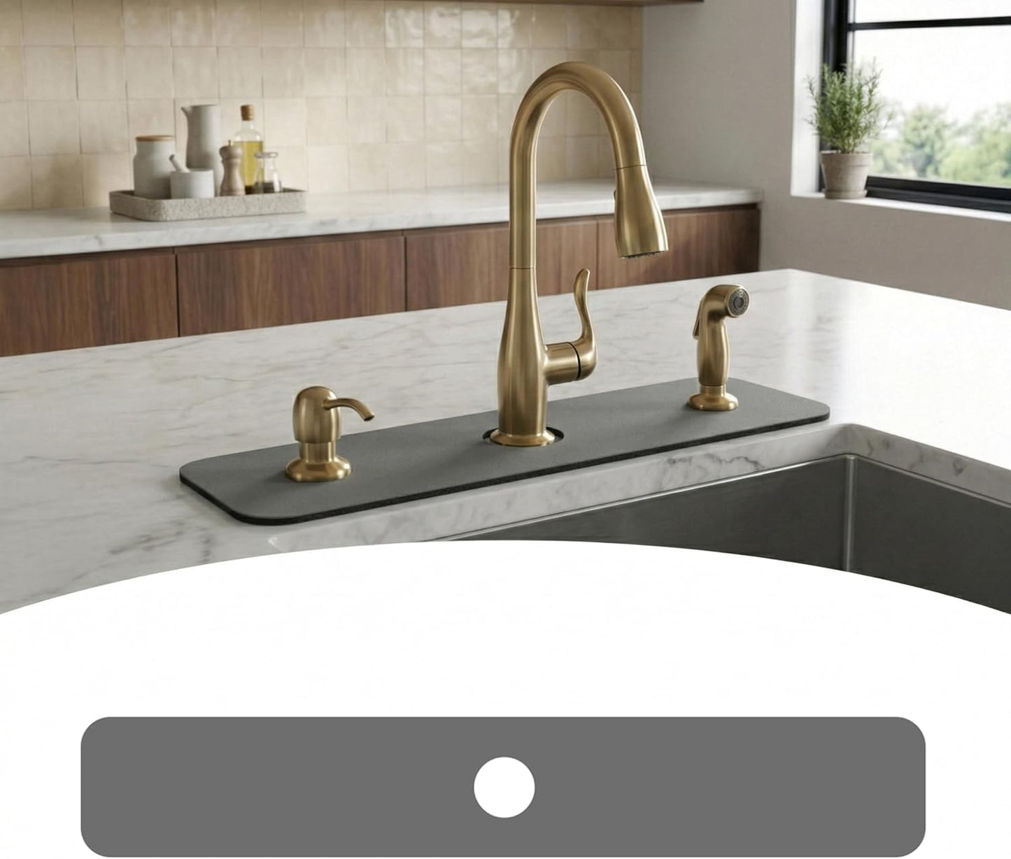 Alfombrilla grifo cocina 33x5.5pulg gris protector salpicaduras