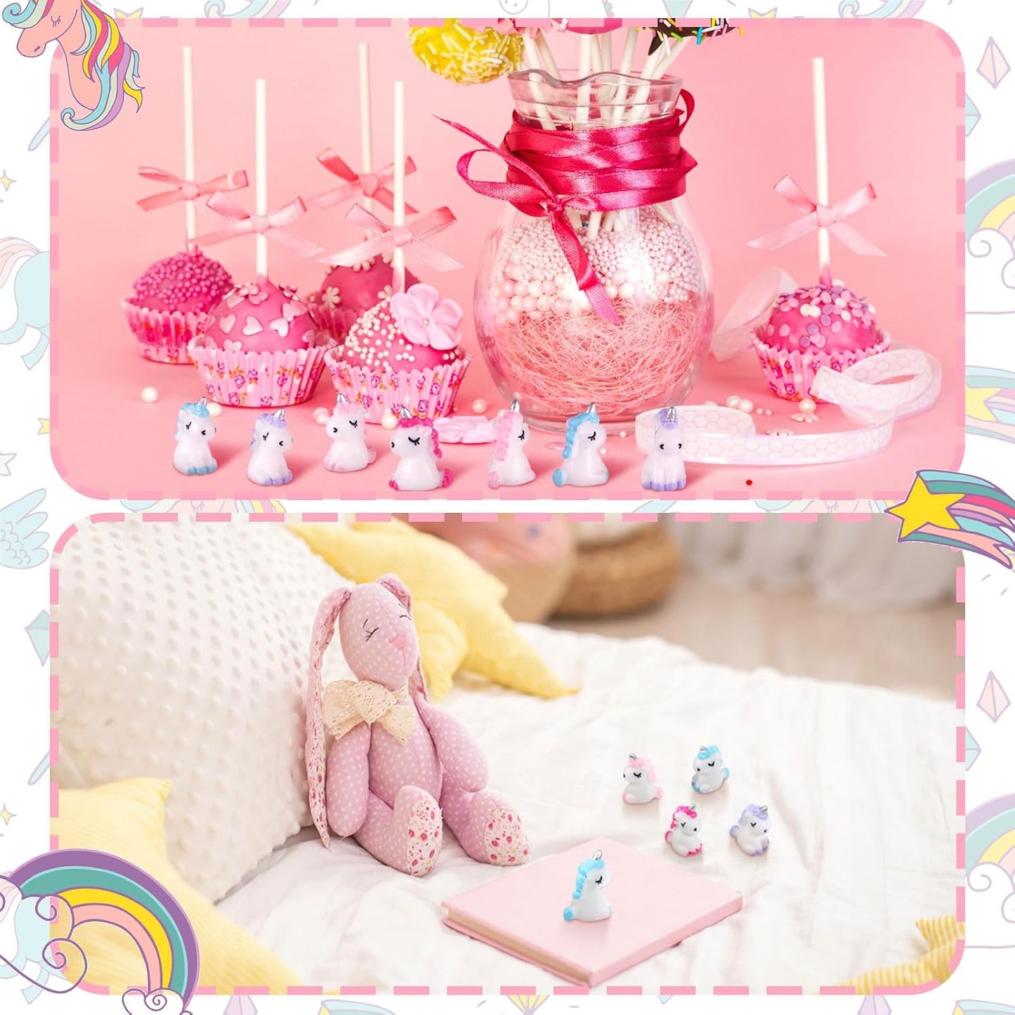 60 Pzas Figuras Unicornio Mini Resina Decoración Jardín