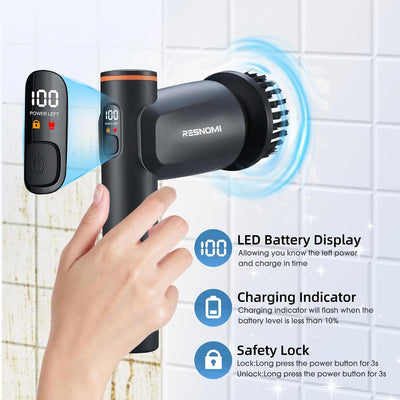 Limpiador eléctrico de ducha 2 velocidades 6 cabezales LCD