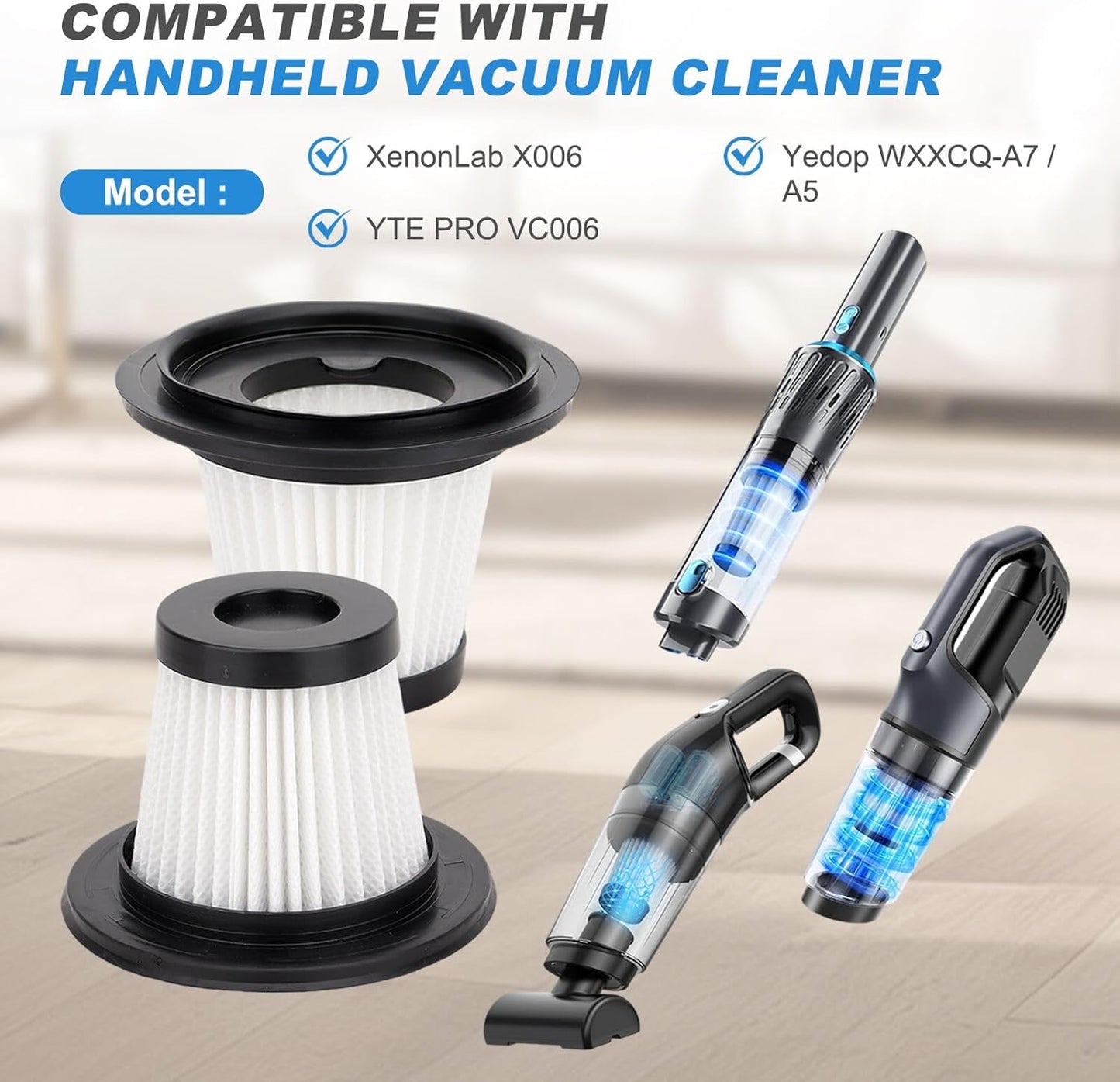 Filtro repuesto compat XenonLab X006 YTE PRO VC006 paq 6