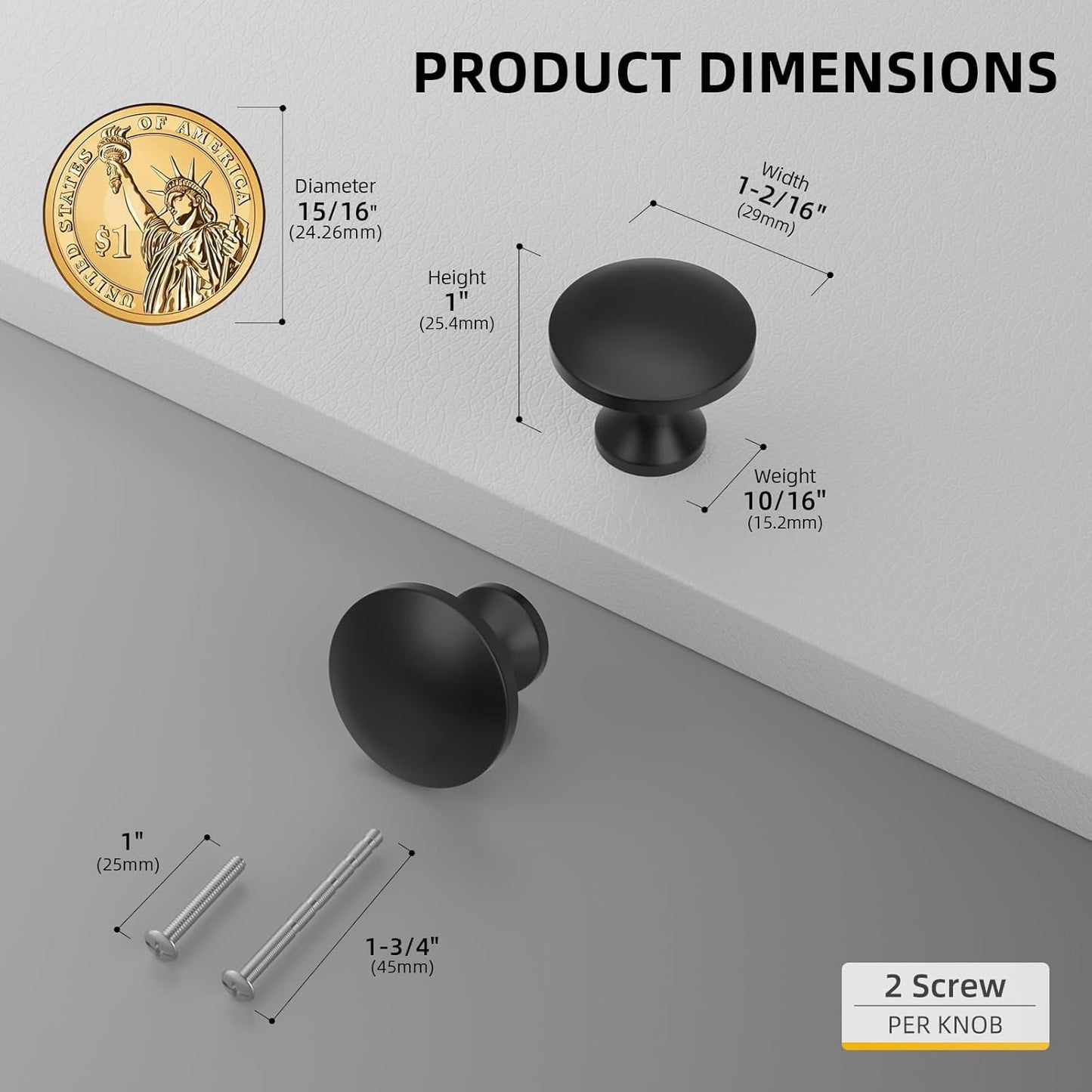 Pack 10 Pomos Negros Cajones Cocina Aleación Zinc
