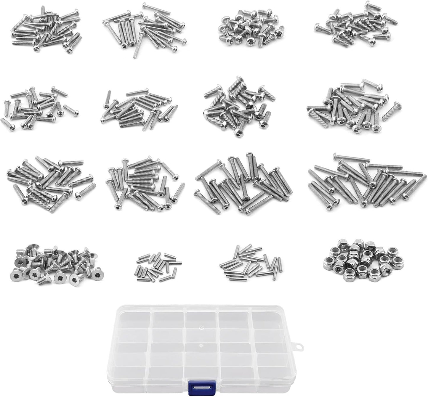 Set 350 piezas tornillos y arandelas hexagonales para carros RC