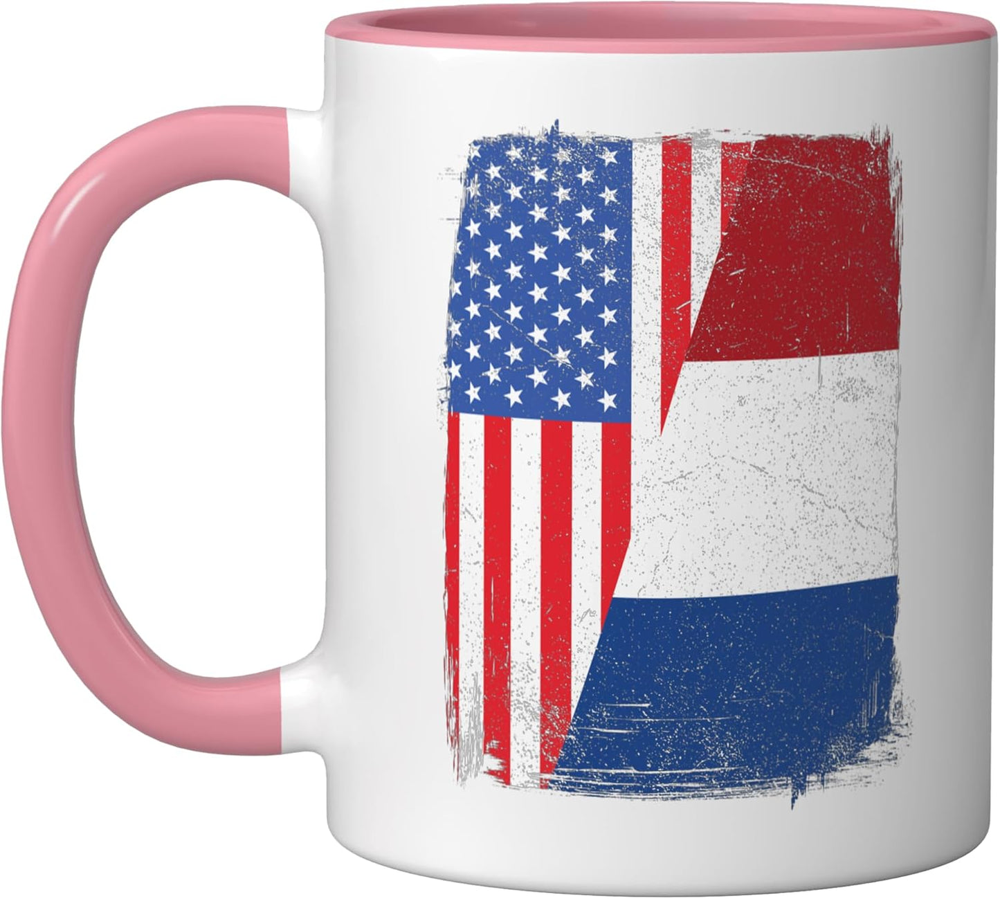 Taza Cerámica Bandera Americana Rosa/Blanco