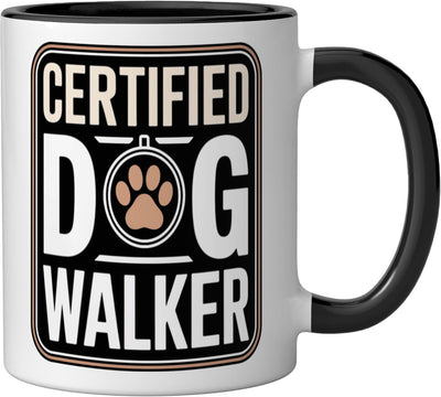 Taza cerámica para paseador canino amante de caminatas negra/blanca
