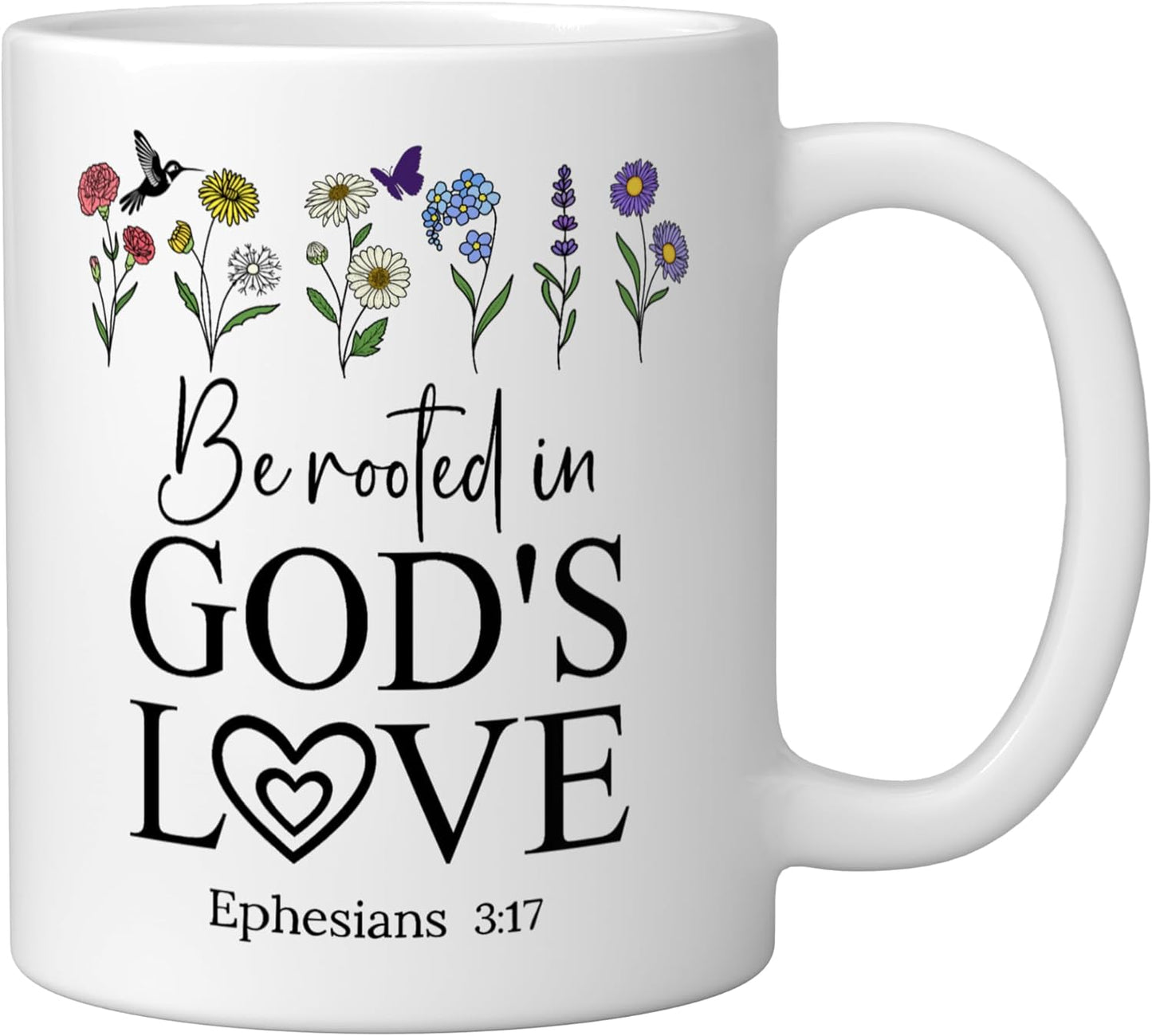 Taza cerámica de amor de Dios con versículo Efesios 3:17