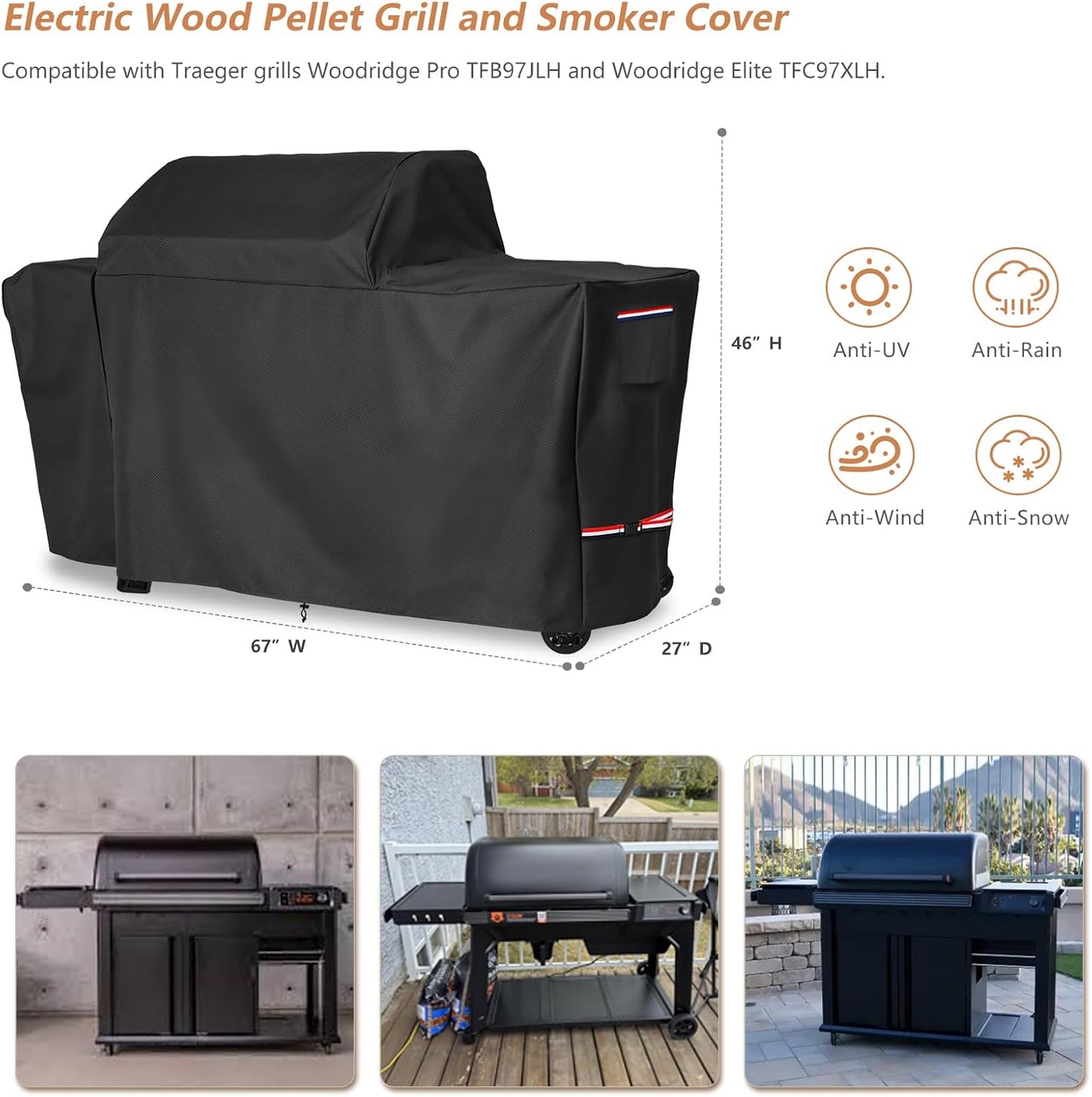 Cubierta eléctrica agua parrilla pellets Traeger BAC776