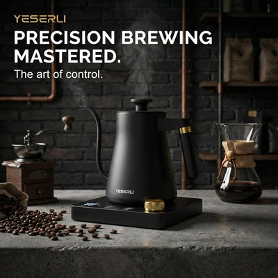 Hervidor eléctrico café vertido 1L acero inox 304 1200W negro mate