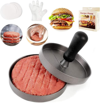 Prensa hamburguesa 100 papeles 20 guantes molde 4.5pulg