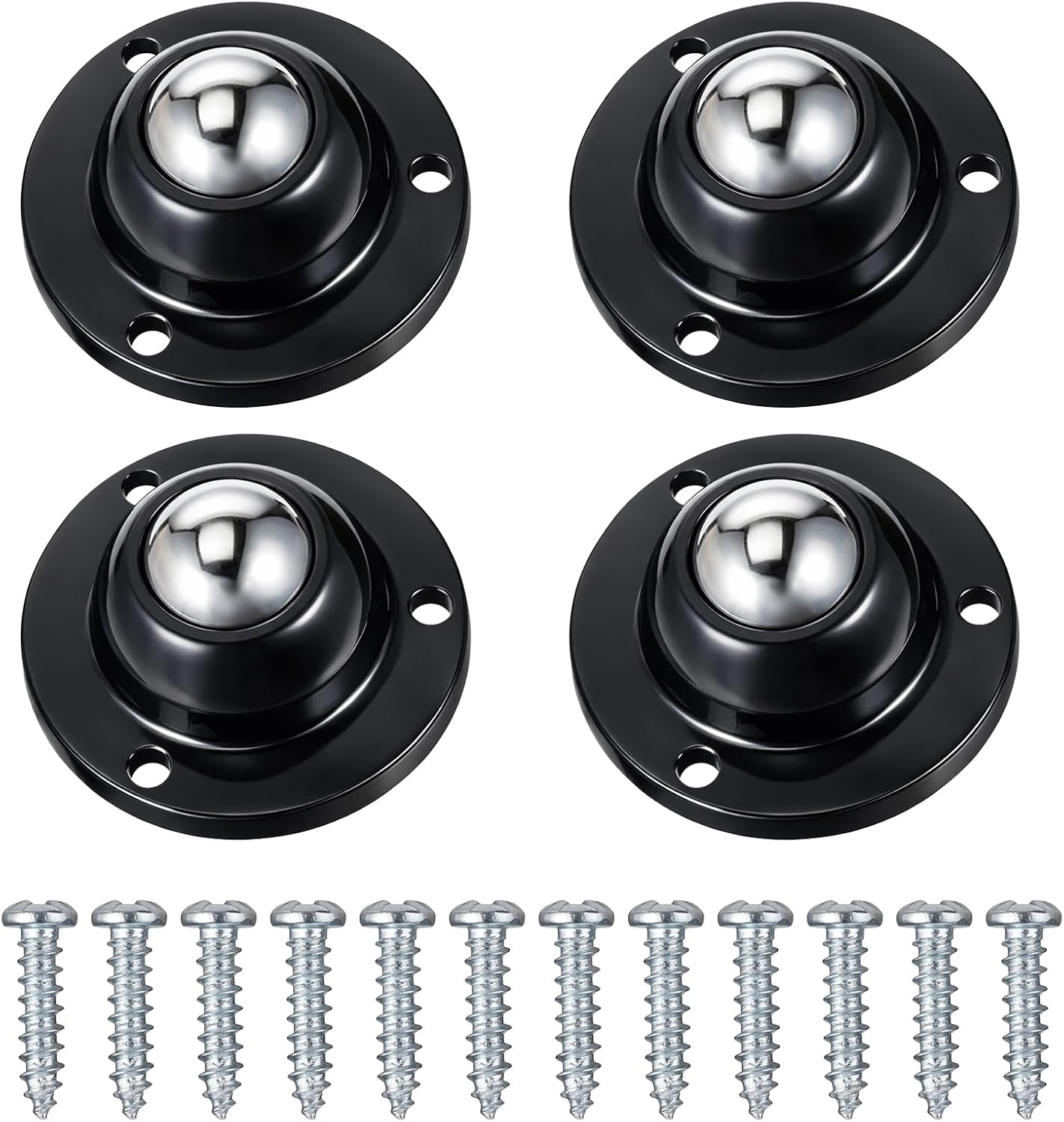 4 Ruedas autoadhesivas para muebles acero inox ABS negro