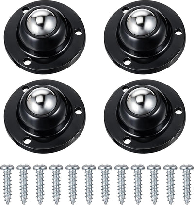 4 Ruedas autoadhesivas para muebles acero inox ABS negro
