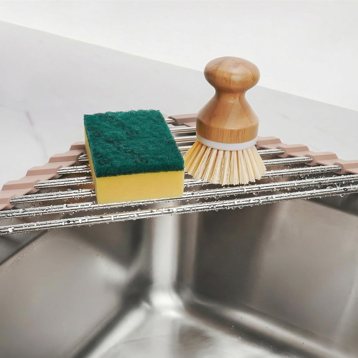 Escurridor plegable acero inox triangular cocina multiuso