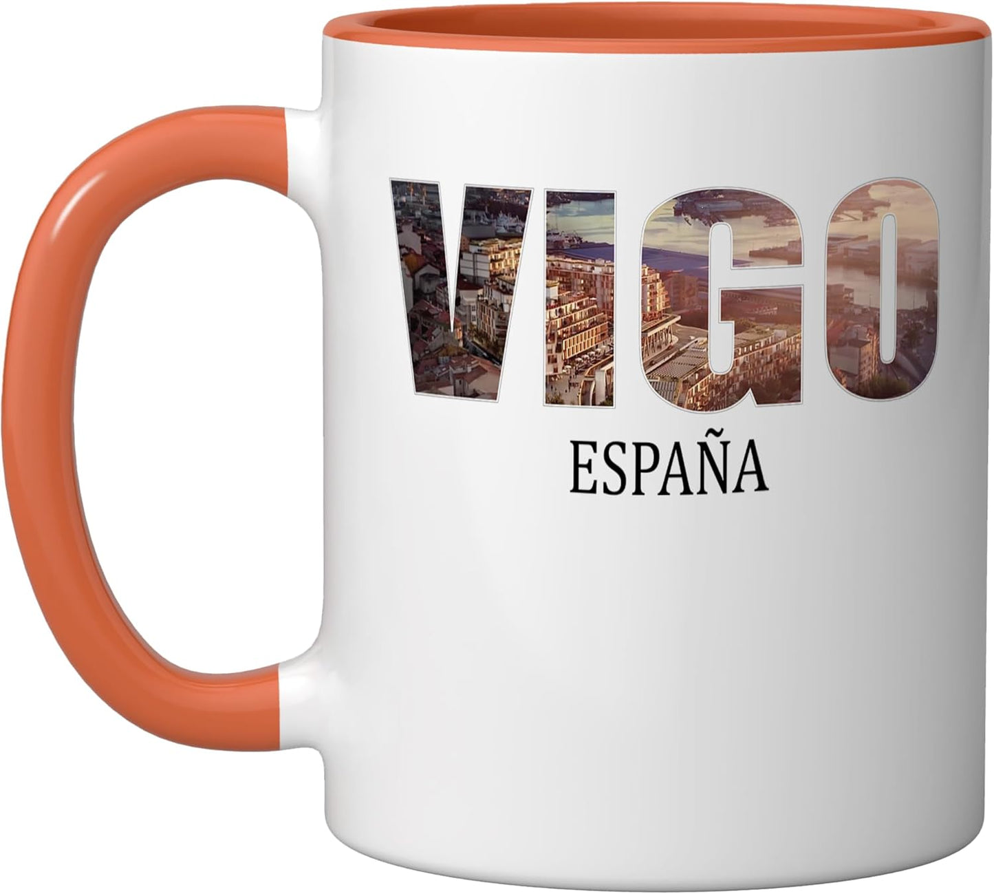 Taza cerámica española naranja/blanco