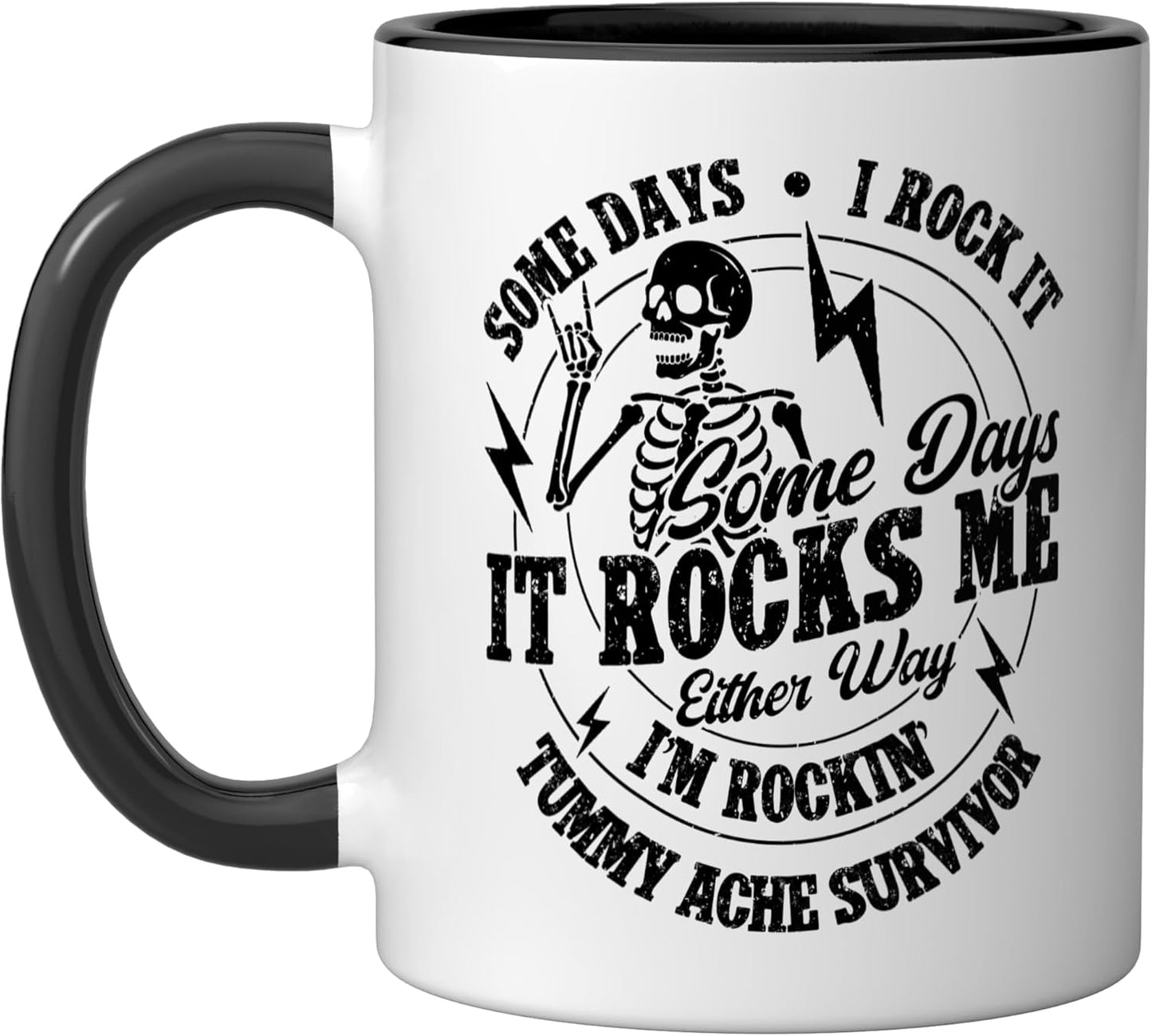 Taza Cerámica Tummy Ache Survivor Negro/Blanco