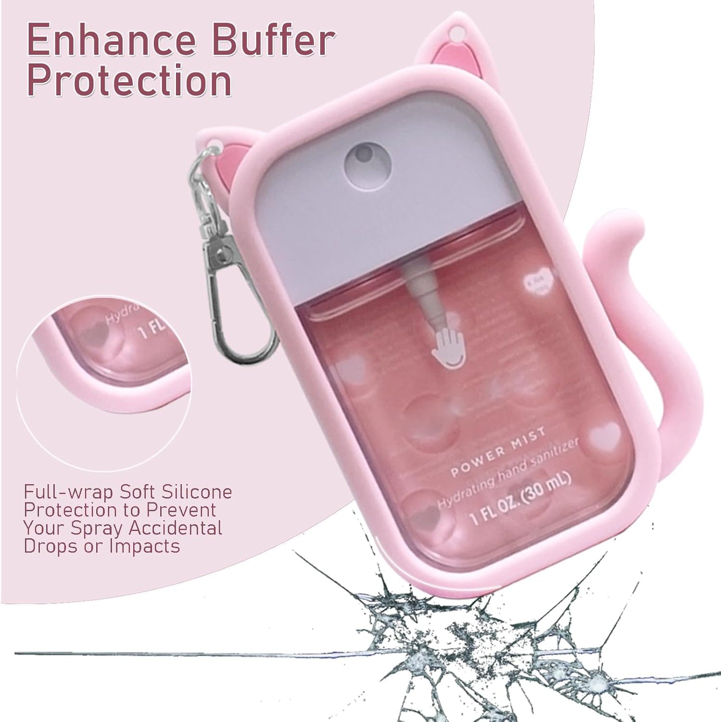 Funda silicona Touchland desinfectante manos 1oz rosa con llavero