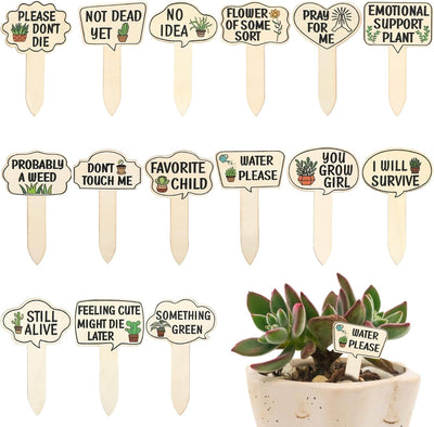 15 Marcadores Madera para Plantas Jardín Interiores Exteriores