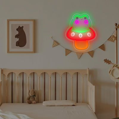 Letrero neón rana kawaii para decorar dormitorio y salas