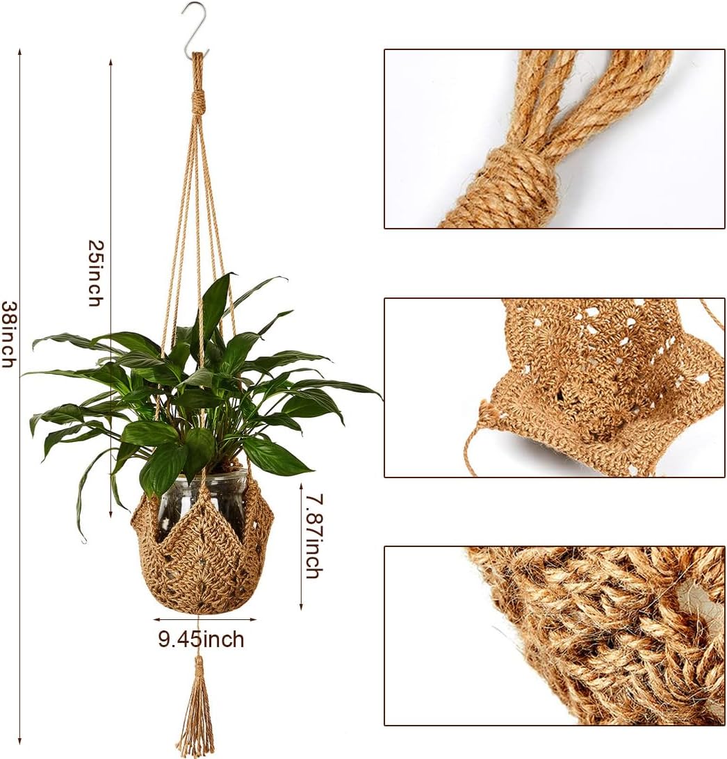 Colgadores macramé yute 2 ganchos decoración bohemia