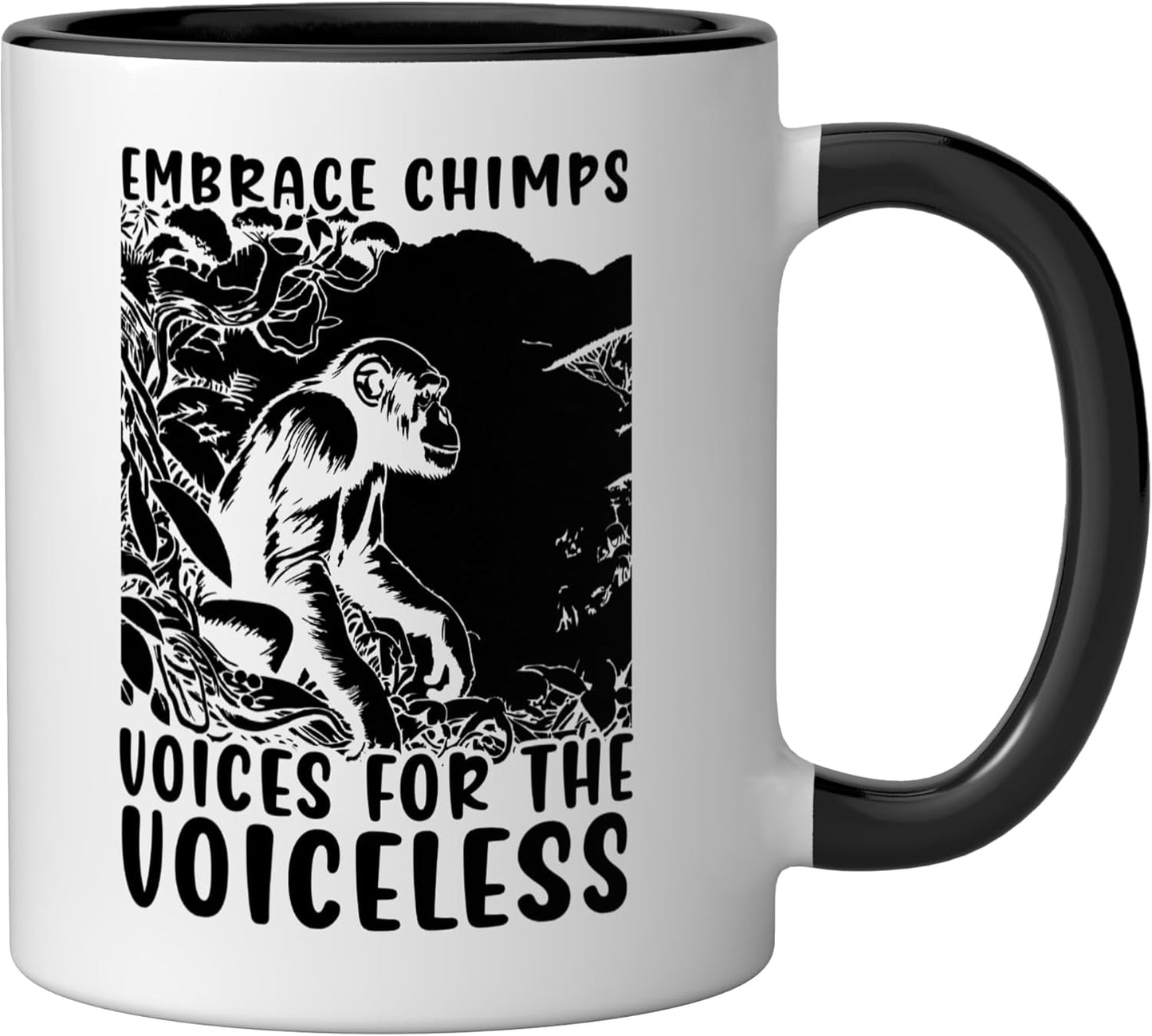 Taza Cerámica Derechos Animales Chimpancé Negro/Blanco