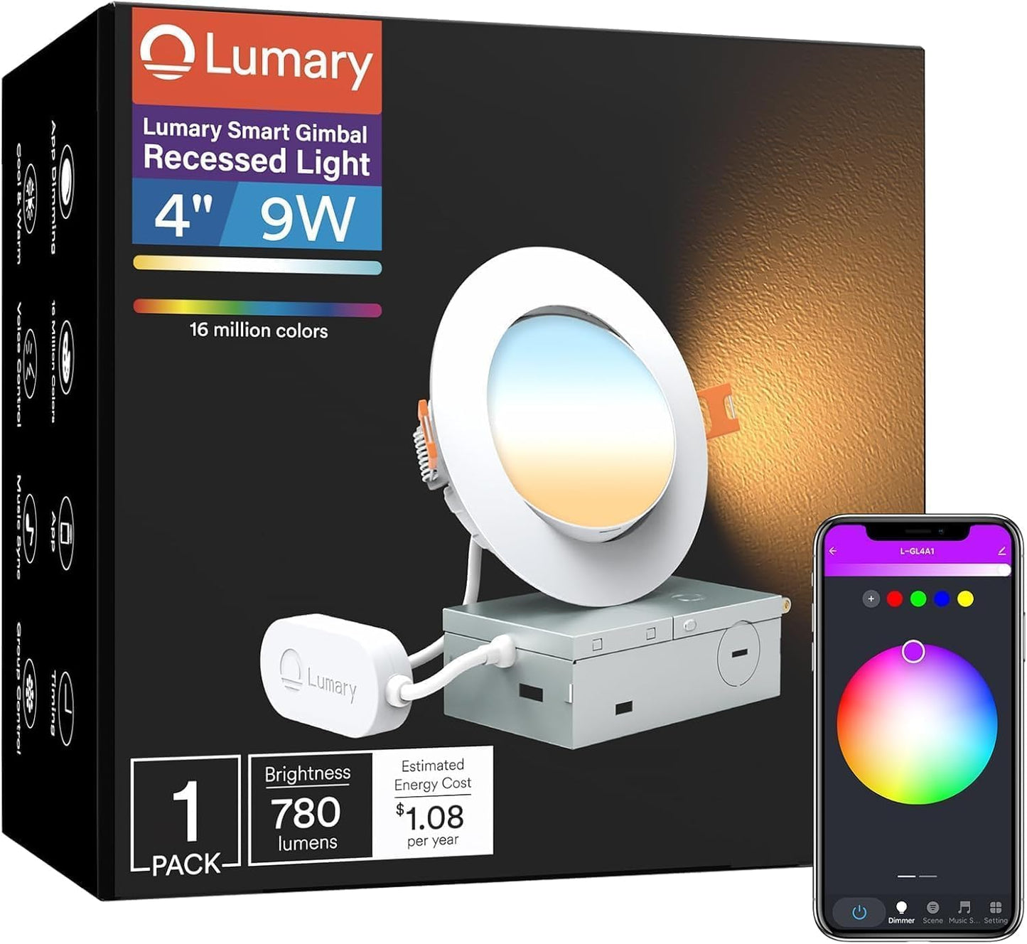 Iluminación empotrable LED 4pulg RGBWW ajustable WiFi Alexa Google