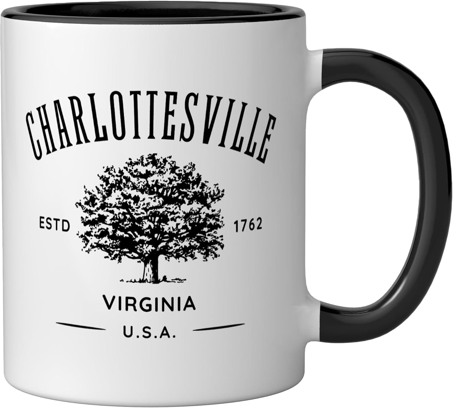 Taza cerámica estilo vintage Charlottesville Virginia negro/blanco
