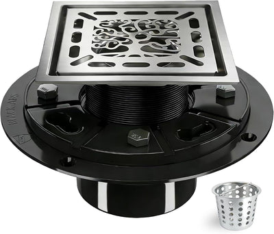 Desagüe ducha 4 pulg cuadrado acero inox níquel