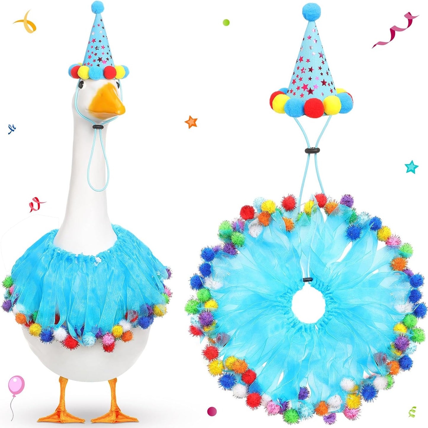 Traje ganso plástico para jardín 23x17pulg azul