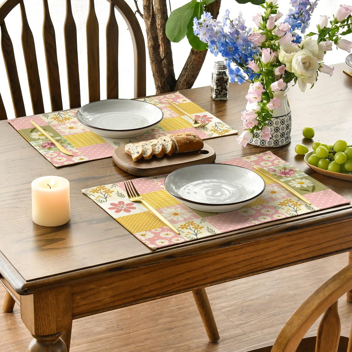 Set 4 manteles primavera verano 12x18pulg lunares