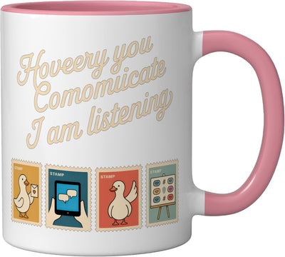 Taza Cerámica Estampado Patos Rosa/Blanco
