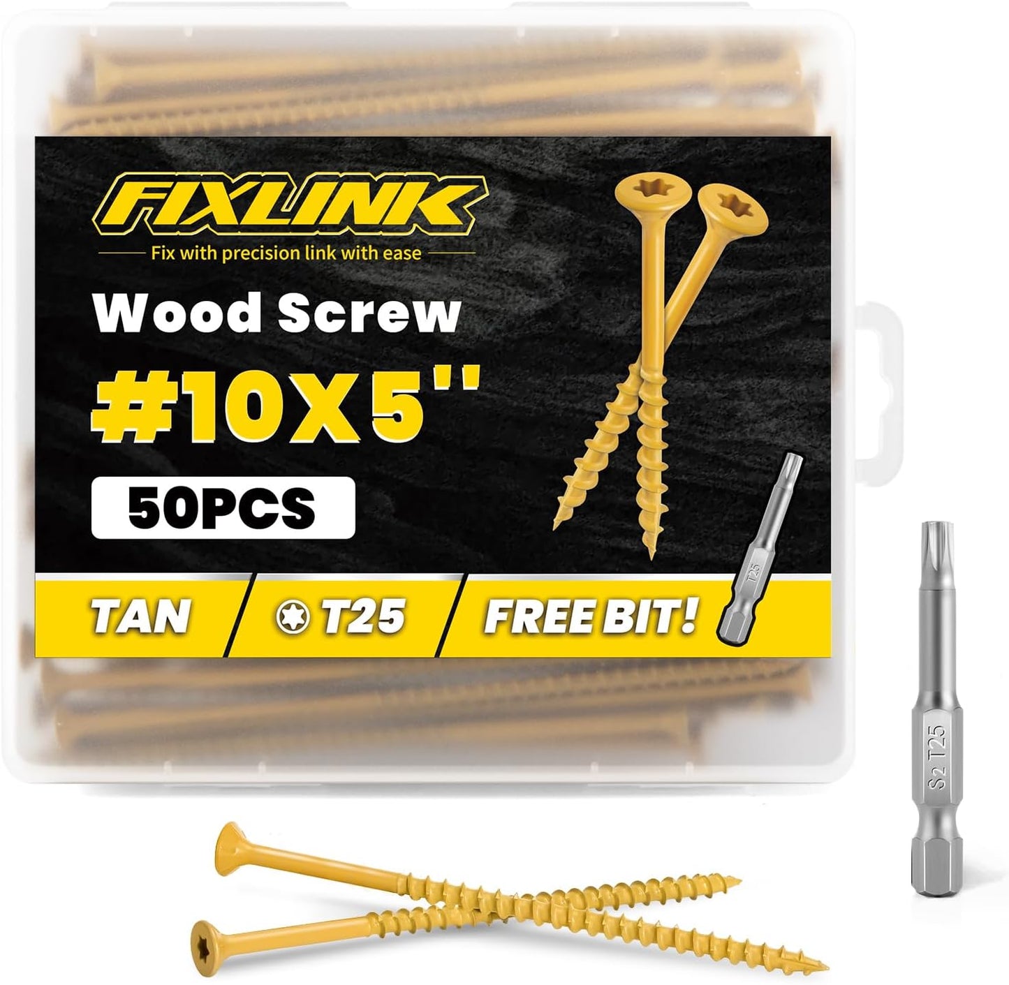 Tornillos madera 5pulg #10x5 T25 punta estrella 50uds