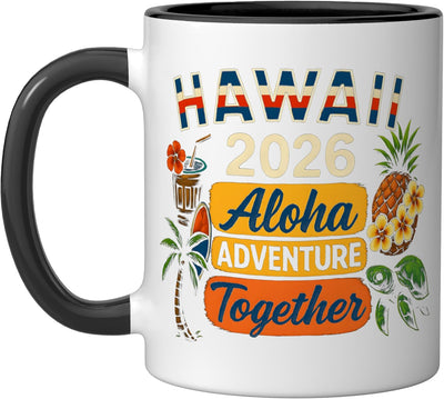 Taza Cerámica Aloha Adventure Juntos Hawái Negro/Blanco