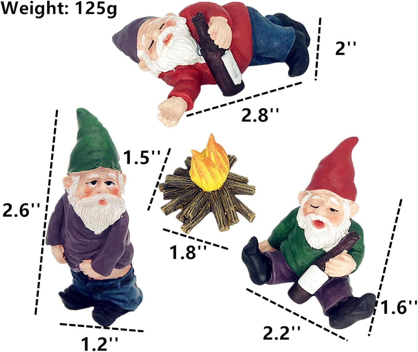 Gnomos jardín miniatura juego 3 figuras hadas