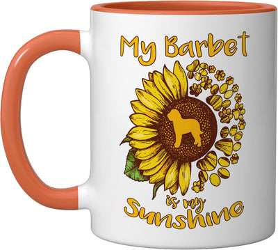 Taza Cerámica Perro Sol Pájaro Color Naranja Blanco
