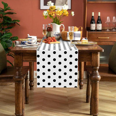 Camino mesa lunares blanco y negro 13x90pulg decoración fiesta